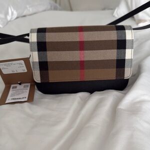 Burberry Checkered Crossbody Bag - Black and Brown